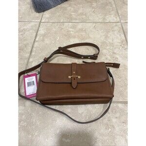 NWT Vince Camuto Cognac Brown Leather Crossbody Bag Gold Accents